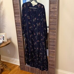 Lucky Brand Navy Floral Long Sleeve Dress